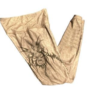yoga journal tattoo brown and tan recycled leggings size small